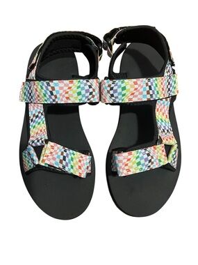 New Target Pride Collection Debbie Sandals Rainbow Checkered Unisex 7W/M5